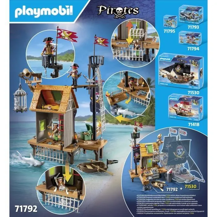 PLAYMOBIL 71792 Port de pirates avec repaire, prisons et canon, 165 pièces, Les Pirates, dès 4 ans-8