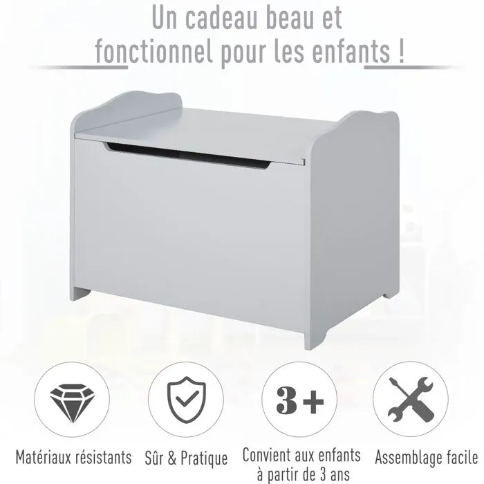 HOMCOM - Boîte de rangement pour enfants - MDF - 60x40x48cm - Gris-4