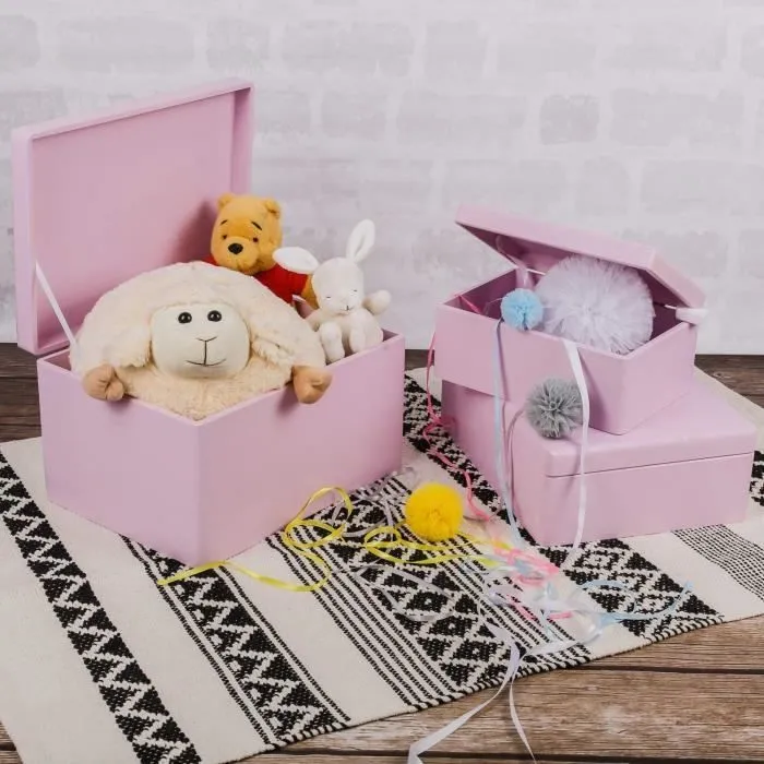 Creative Deco Grande Boite de Rangement en Bois à Décorer Rose | 30x20x14 cm | Naturel avec Couvercle | Boîte Caisse Malle Outil-3