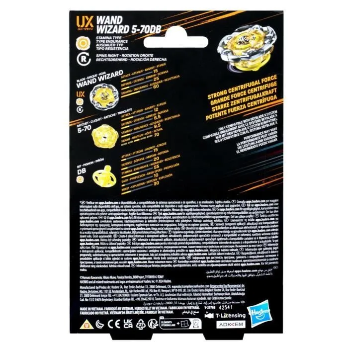 Beyblade X Starter Pack Wand Wizard 5-70DB UX, toupie de type endurance et lanceur, toupies authentiques Takara Tomy, dès 8 ans-7