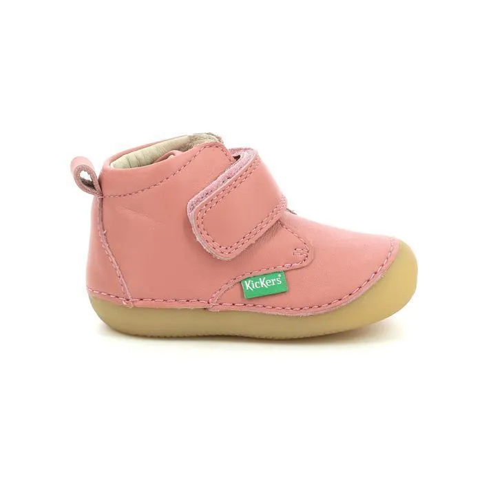 Bottillons - KICKERS - Sabio - Cuir - Rose - Fermeture Scratch-0