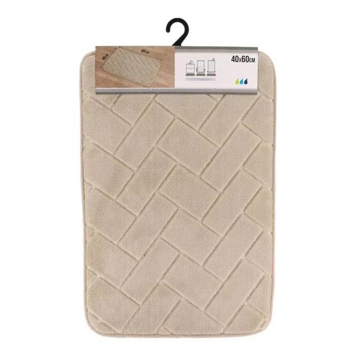 TAPIS POLYESTER RELIEF BRIQUES 40X60CM - TAUPE - Tendance-1