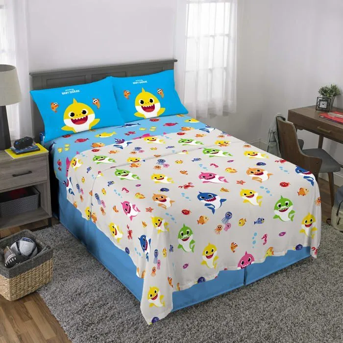 Franco - NB1018 - Parure de lit en Microfibre Super Douce pour Enfant, lit Double, bebe Requin-1