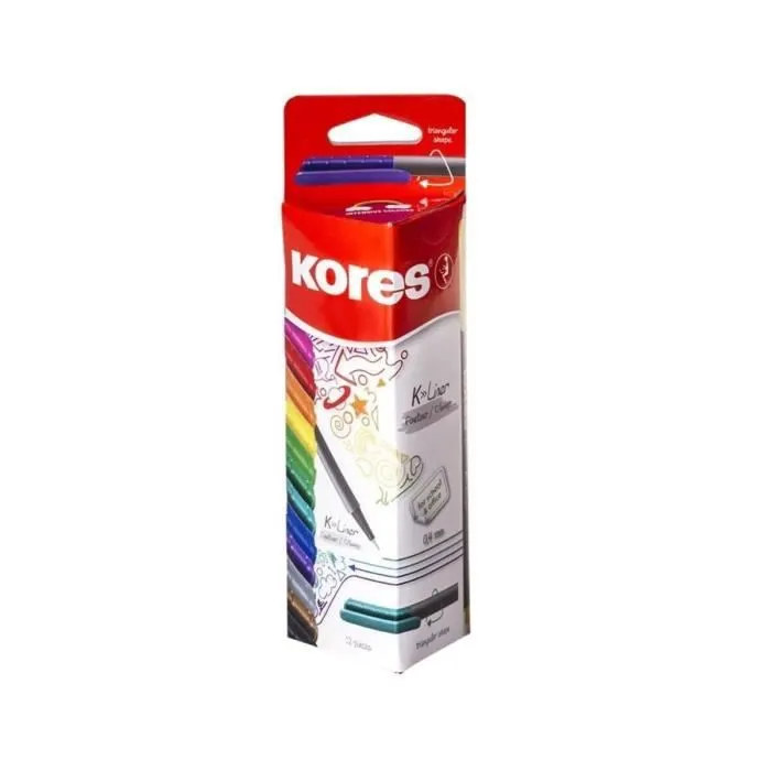 12 Feutres K-Liner Assorties 0.4 Mm - Kores-0