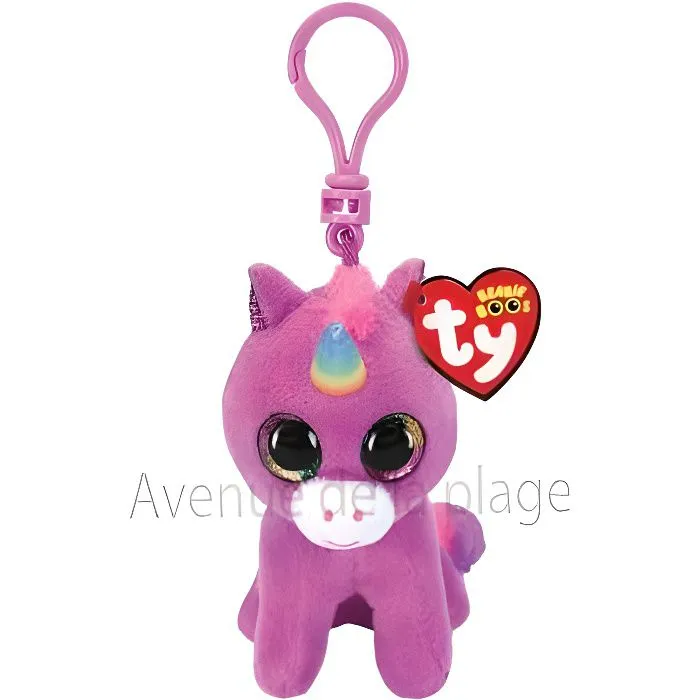 Porte clé en peluche - Ty Beanie Boo's - Rosette - Licorne violette - Multicolore - Ultra douce-0