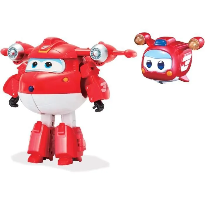 Figurine Transforming Jett Supercharge + Figurine Super Mini Jett - AULDEY - SUPER WINGS - Jouet 3ans+-0