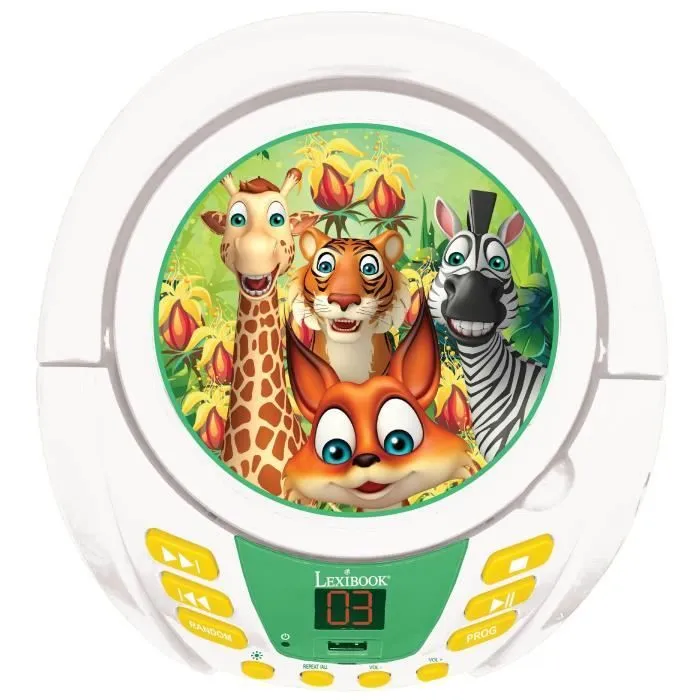 Lecteur CD Bluetooth Animaux avec Effets Lumineux et USB-3