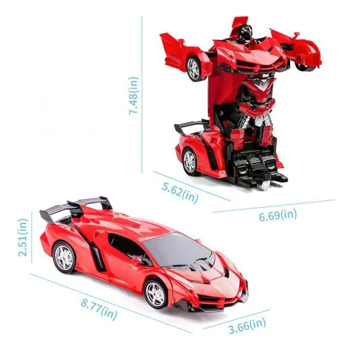 SHOP-STORY - Voiture télécommandée 2 en 1 transformable en robot - Couleur Rouge-3