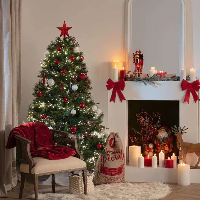 Atmosphera - Tapis pour sapin de Noël duveteux - D. 90 cm - Blanc-1