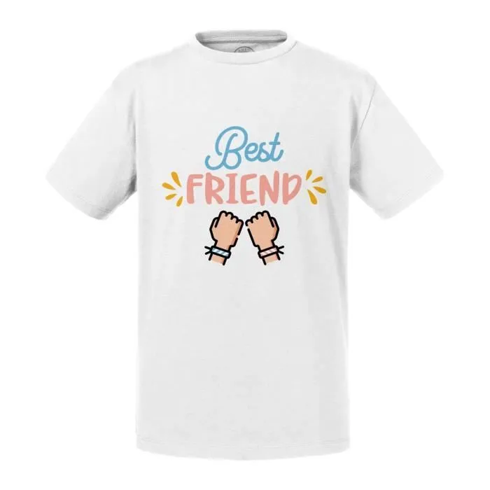 T-shirt Enfant Blanc Best Friend Meilleure Copine Fille Amitié Copain-0
