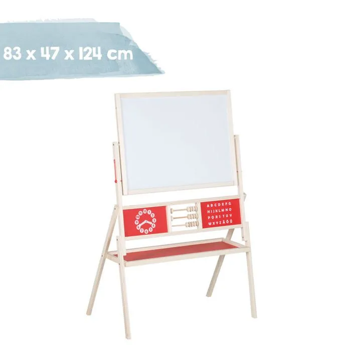 Tableau enfant - ROBA - Double Face Magnétique et Craie - Rotatif - Accessoires inclus-1