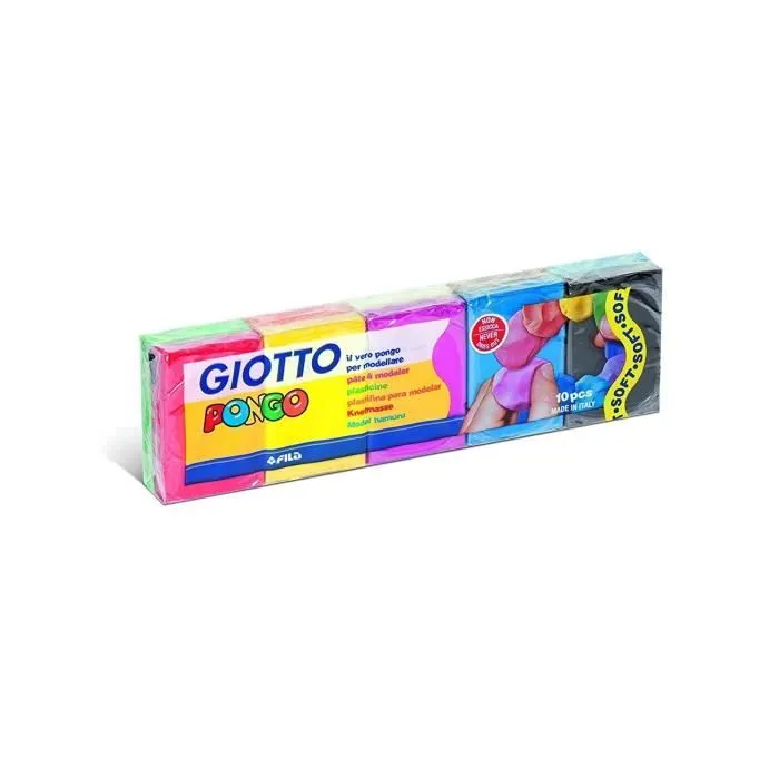 Pâte à modeler Giotto Pongo 500gr - couleurs assorties - 10 blocs - 2 PACKS-2