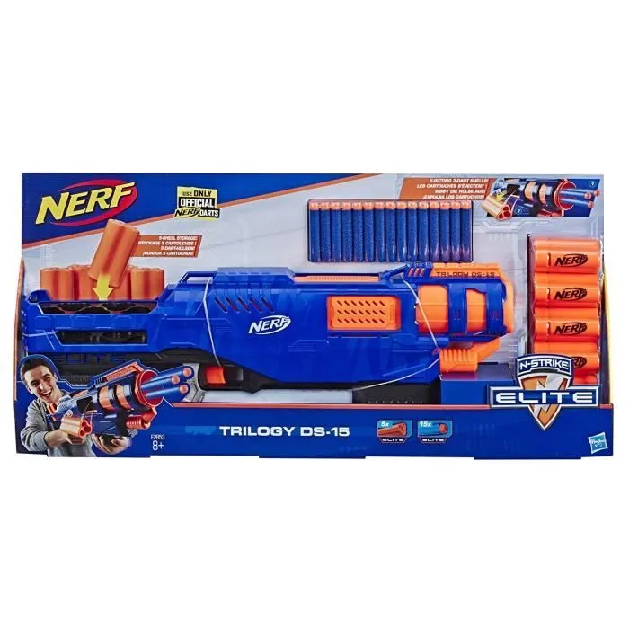 Pistolet à fléchettes NERF - Elite Trilogy DS-15 - 15 Flechettes NERF - Elite Officielles-4