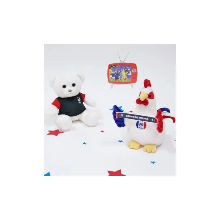 Gipsy Toys - Coq en Peluche FFF - 25 cm - Bleu Blanc Rouge-3