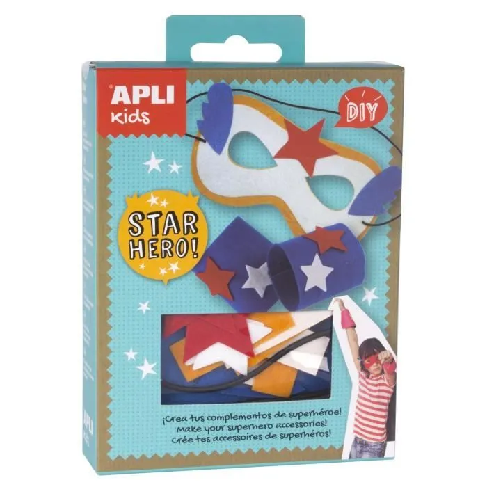 Kit créatif masques super héros - APLI - Blanc/bleu - Mixte - Enfant - 4 ans et plus-0