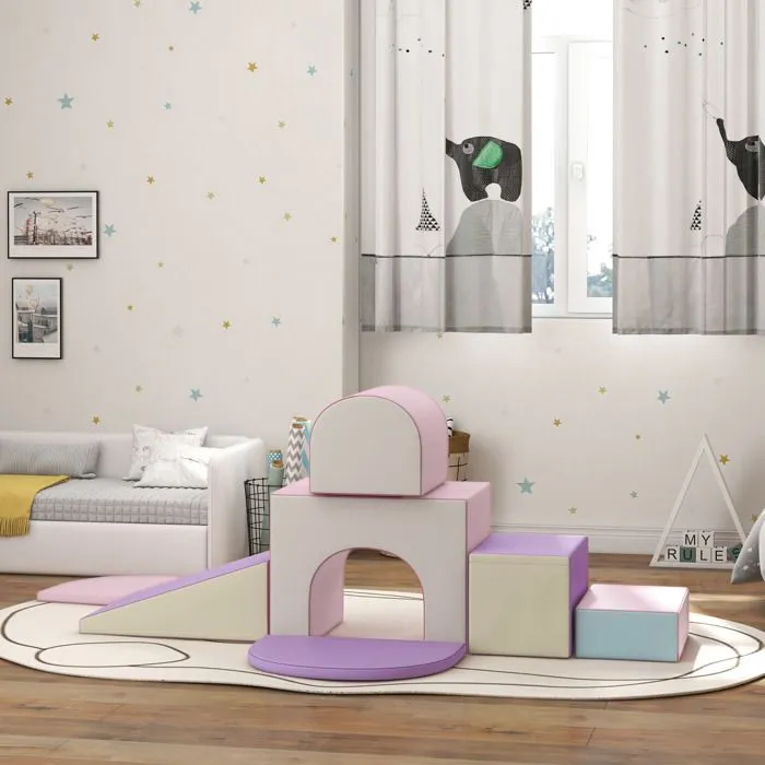 7PCS Module motricité bébé - HOMCOM - pour enfants d'âge préscolaire - en mousse EPE - multicolore-2