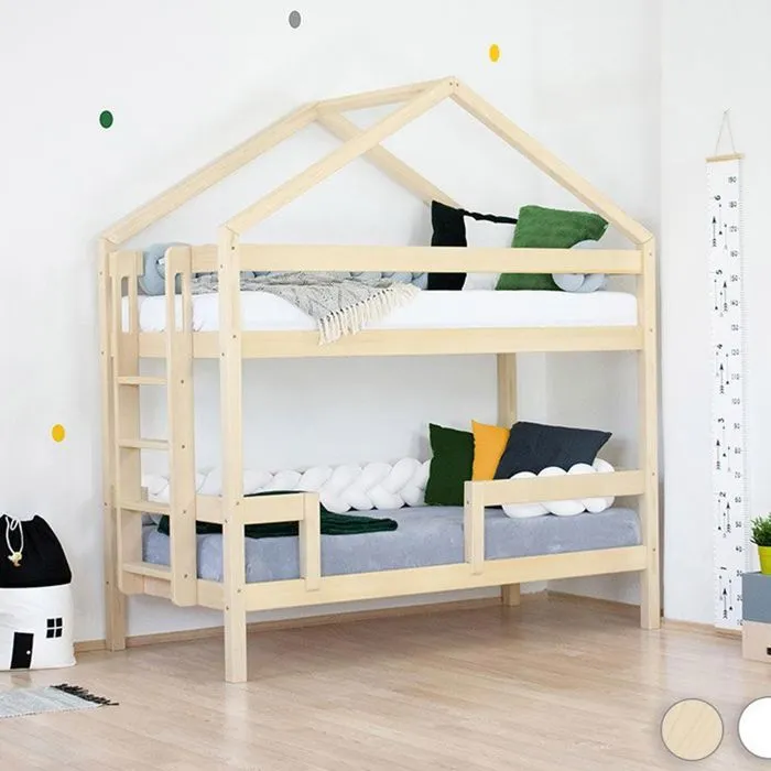 Lits cabane superposés - Benlemi - KILI - Bois naturel - 90 x 200 cm - H : 227 cm-0