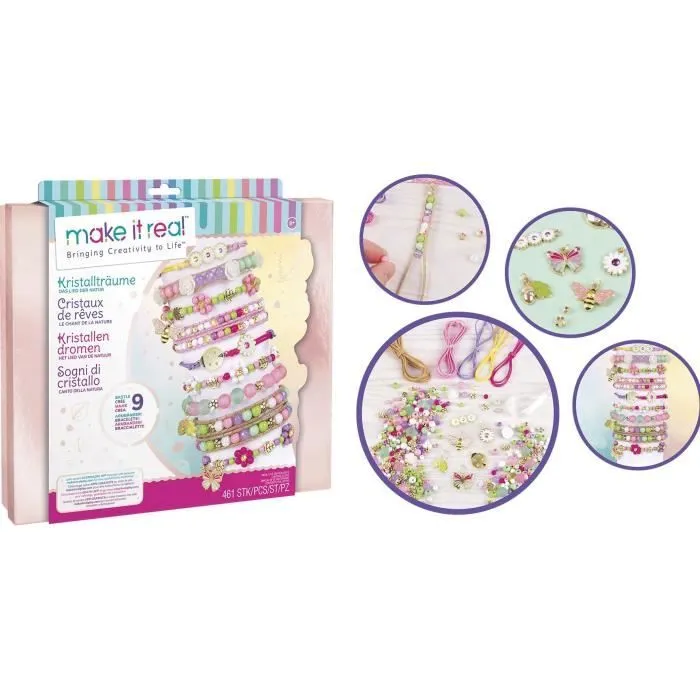 Coffret Bijoux Cristaux De Reve Nature - Make It Real - Fabrication de bijoux enfants - Dès 8 ans - Lansay-0