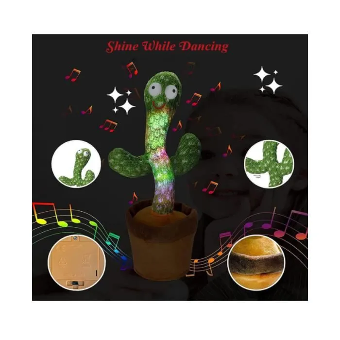 Cactus en Peluche Dansant - KAWAII - Jouet en Peluche Tricotée - Décoration Parfaite - Vert et Marron-2