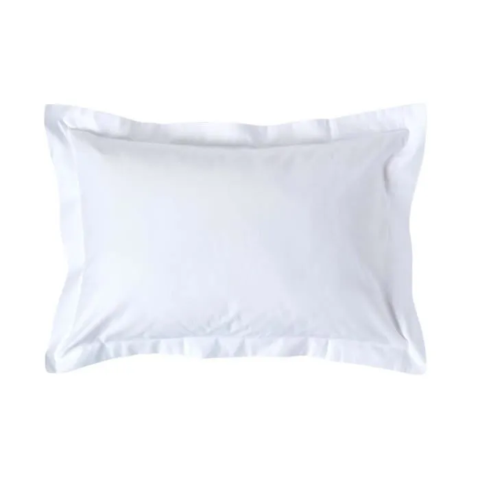 Taie d'oreiller 50x75 cm à volants Taie rectangulaire en 100% satin de coton égyptien 1000 fils coloris Blanc-0