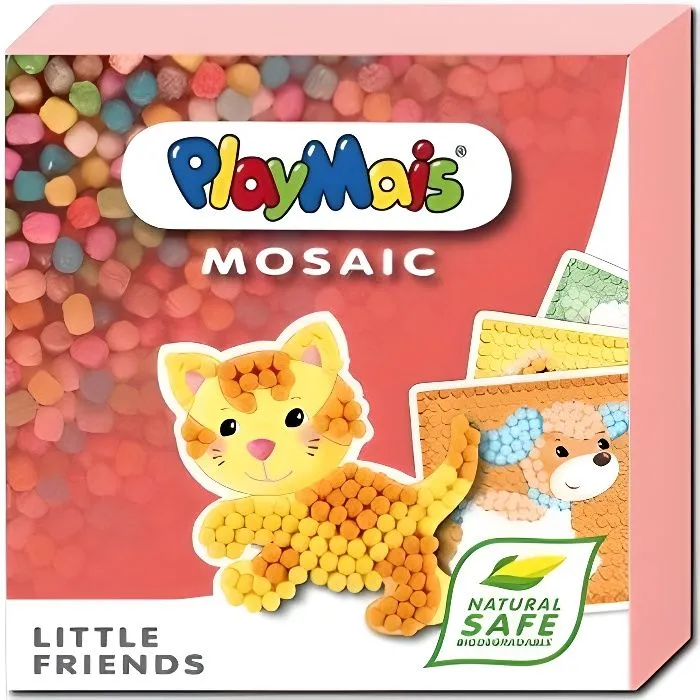 Jeu de loisirs créatifs - PLAYMAIS - Animaux de Compagnie - 2300 flocons et 6 cartes éducatives-0
