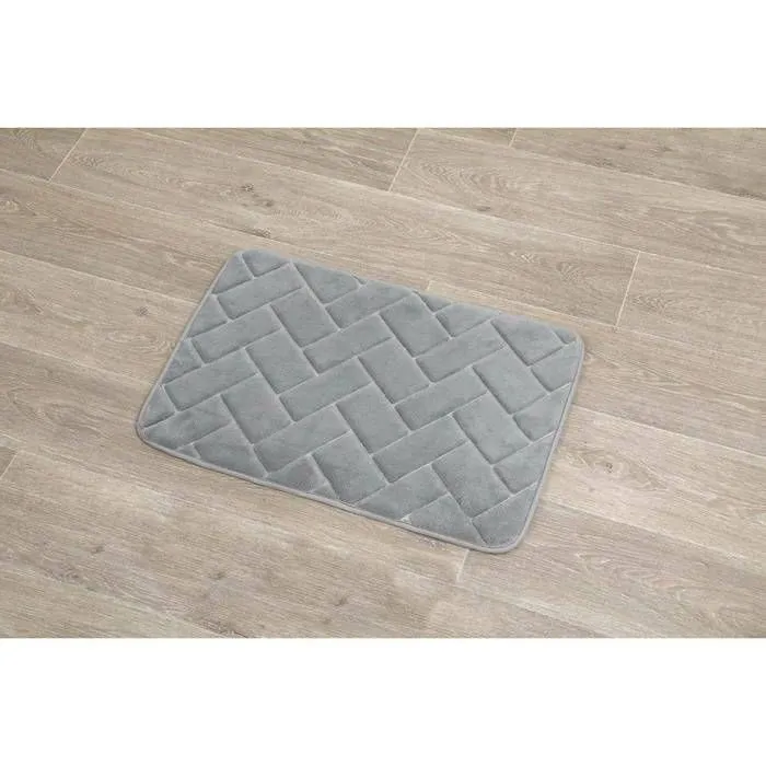 TENDANCE - Tapis de salle de bain Gris en relief 40 x 60 cm-0