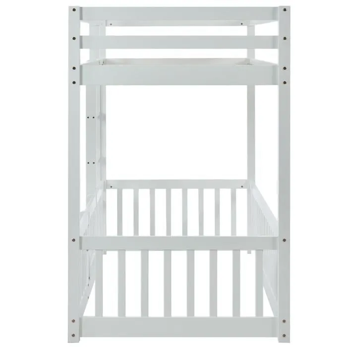 Lit superposé - Enfant - Bois massif - Blanc - 90x200 cm - Sécurisé avec barrière-4