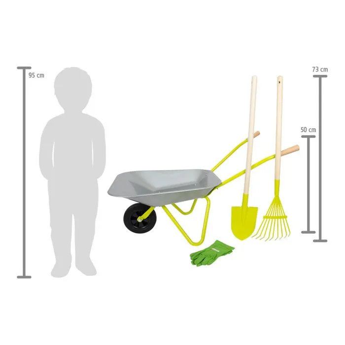 jouet pour enfant Brouette en métal avec outils de jardin-5