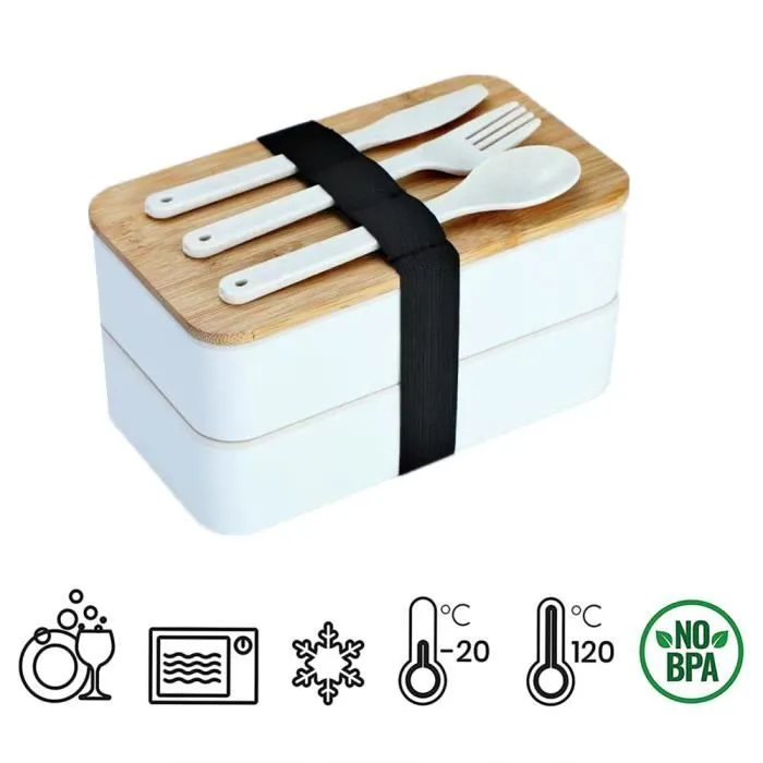 Lunch Box, Boîte Bento Japonaise Hermétique 2 Étages, Micro-Ondes, Lave-Vaisselle, Zéro Déchet, sans BPA ,Avec sacoche isotherme-1