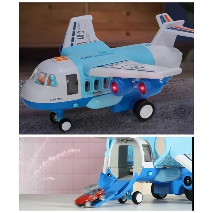 Voitures Jouets Pour Enfant, Avion Jouet Transporteur de Voitures Avec Lumières et Sons pour Garçons et Filles de 3 Ans et Plus-1