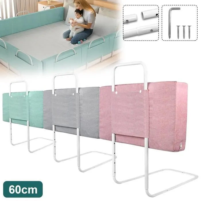 UISEBRT 120cm Barrière lit pour Enfant Réglable en Hauteur Protection Anti-chute pour lit Familial et lit D'enfant (Vert de Mer)-0