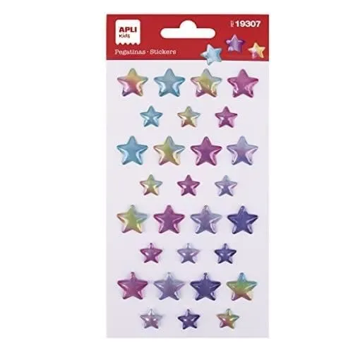 Gommettes étoiles irisées - APLI KIDS 19307 - Pochette de 28 autocollants-0