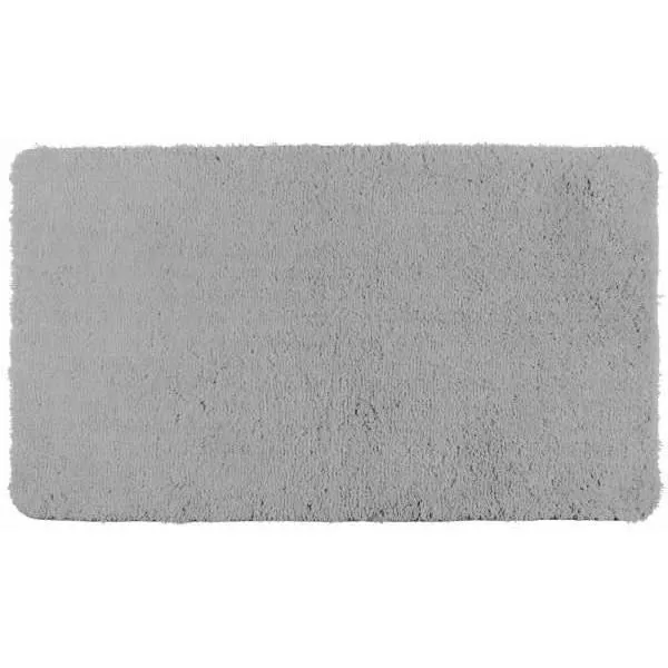 WENKO Tapis de bain Belize, tapis salle de bain, épais et confortable, Polyester microfibre, 70x120 cm, gris clair