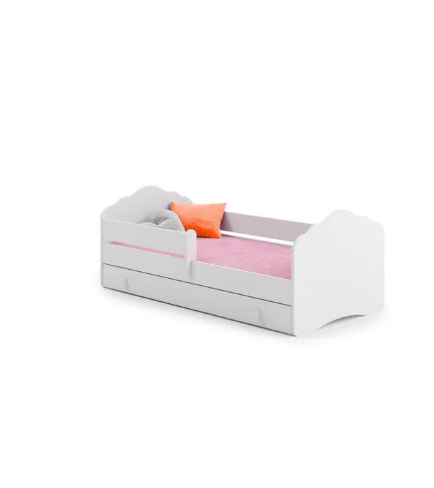 Lit enfant FIONA avec tiroir balustrade et matelas inclus - Sans graphique - 160 cm x 80 cm-0