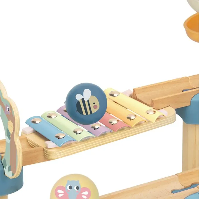 Tooky Toy  Circuit de Billes pour Bébé - Pastel | Jouets en bois avec Xylophone et Tour Spirale - 4 Billes inclues | Jouets-1