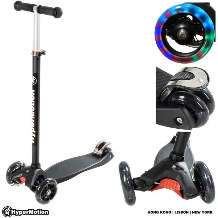 Trottinette - HyperMotion - ALAMO - 3 Roues - Lumière LED - Hauteur Guidon Réglable 68-92 cm-0