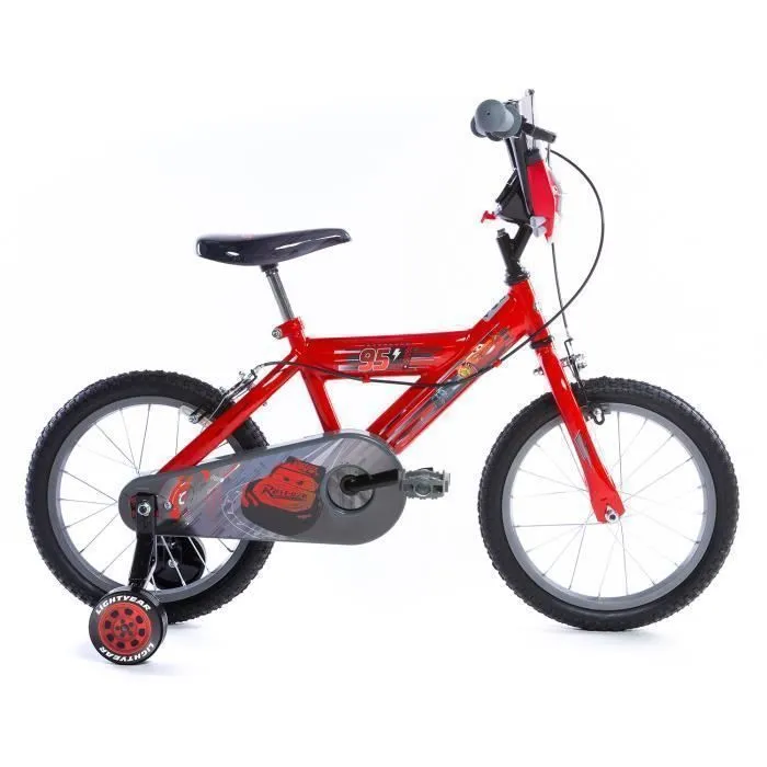 Vélo Enfant Disney - Cars - Roues 16" - Age 5 à 7 ans - 2 Freins - Stabilisateurs - Rouge et Noir - Produit HUFFY-2