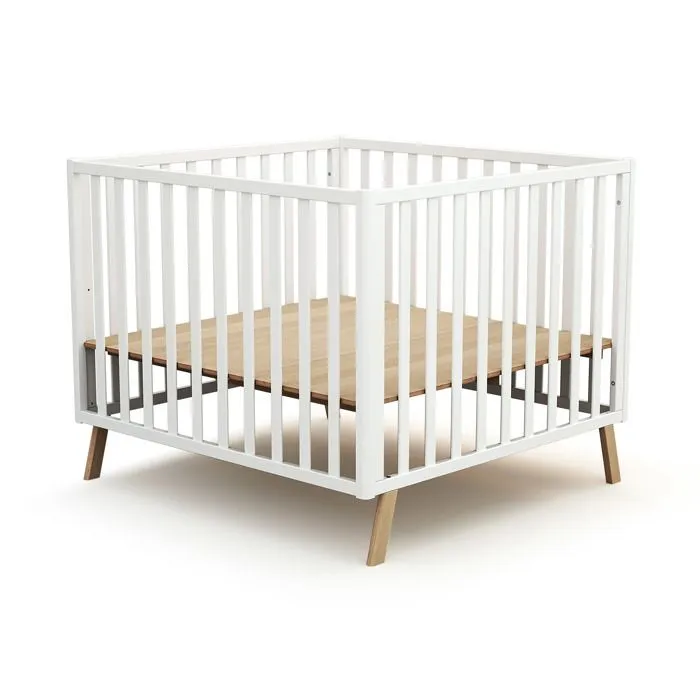 AT4 -  Parc bébé évolutif CONFORT en bois  Blanc - 100x100-2