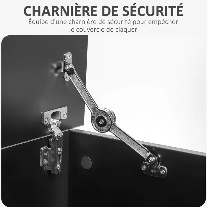 Coffre de rangement - coffre à jouets - HOMCOM - grande capacité de rangement - charnière verrouillée - 100 x 40 x 40 cm - noir-5