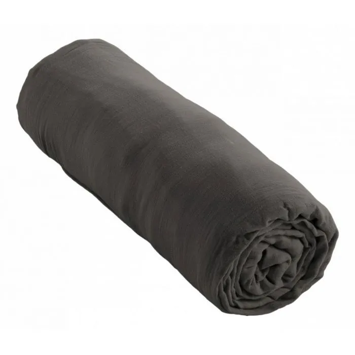 Drap housse "Gaïa" toutes dimensions "Gaze de Coton" - Gaïa Granit - 140 x 190 cm bonnet de 30 cm-1