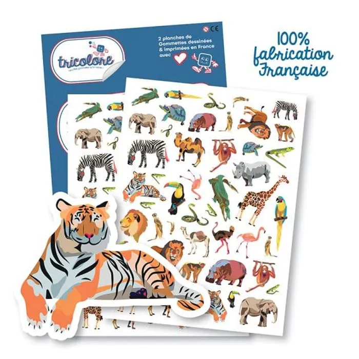 Gommettes - Animaux de la Jungle - Safari - Lion - Tigre - Savane - 94 pièces-1