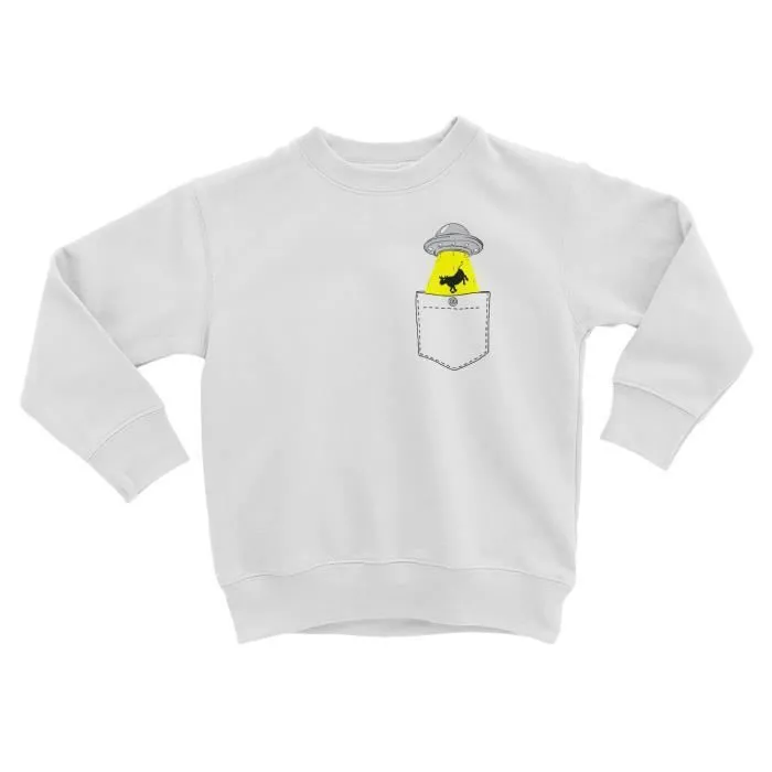 Sweatshirt Enfant Poche Surprise OVNI Extraterrestre Vache Dessin-0