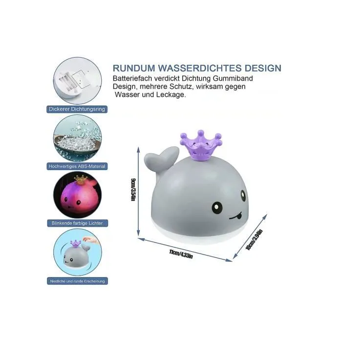 Jouet de bain, baleine - Motif éclaboussures d'eau - Jouet de bain électrique étanche - Système de pulvérisation d'eau automatique-3