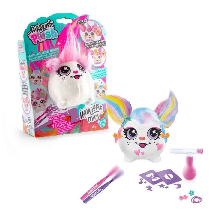 Canal Toys - Airbrush Plush - Mini peluche Hair’iffic à coiffer et décorer avec feutres - AIR 038 - Modèle peluche aléatoire-0
