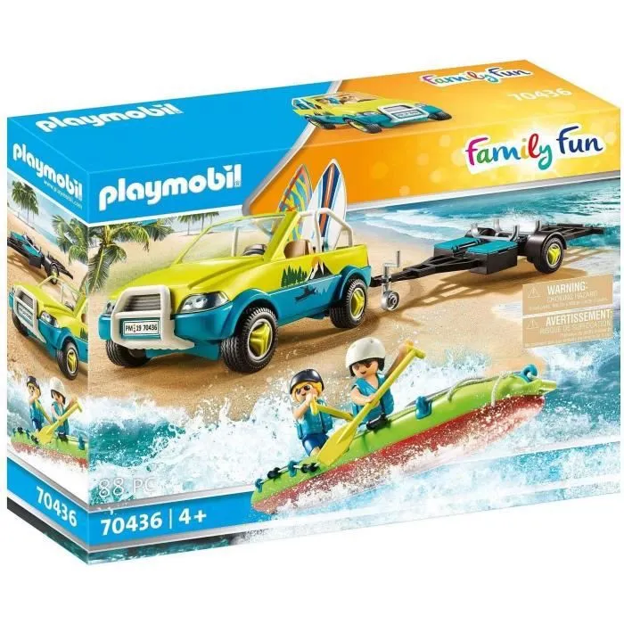 PLAYMOBIL - 70436 - Voiture avec canoë - Family Fun - Plastique - Enfant - Rose-0