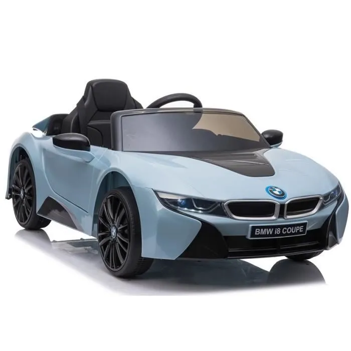 Voiture pour enfants BMW I8 siège en cuir bleu pneus EVA-0