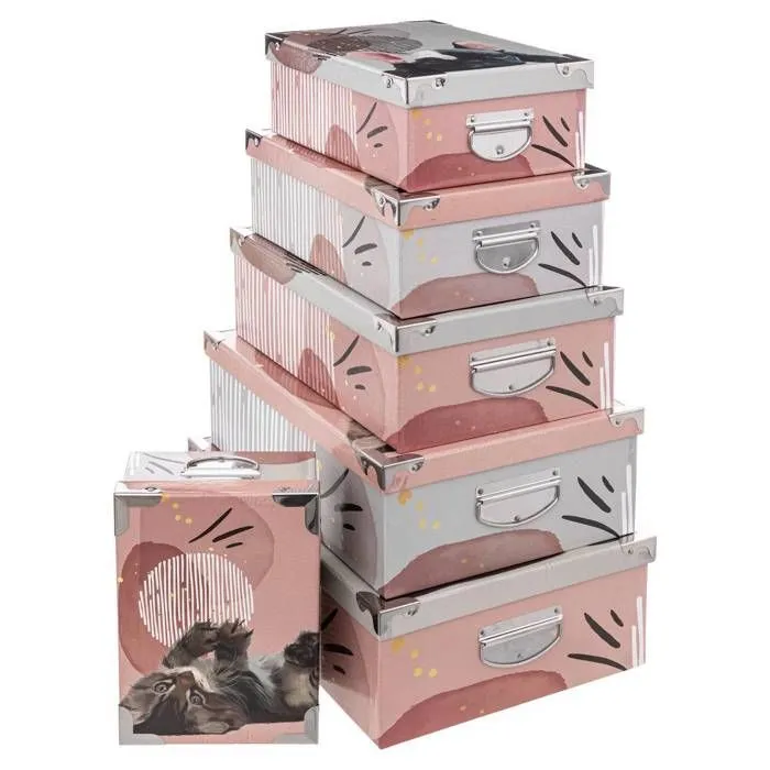 5five - 6 boîtes rose coins métal-0