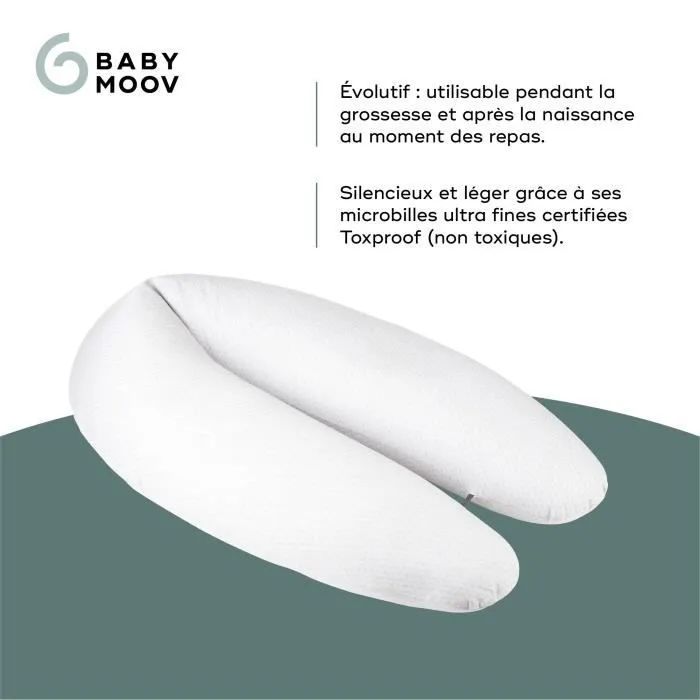 Babymoov B.LOVE Coussin de Maternité & Allaitement avec Remplissage Microbilles ultra-fines - Made in Europe, Gris-2