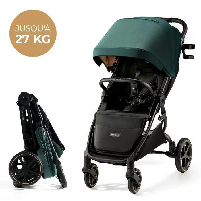 Poussette canne jusqu'à 27 kg - KINDERKRAFT MITZY - Pliage d'une seule main - Grandes roues amorties sans gonflage - Vert-0