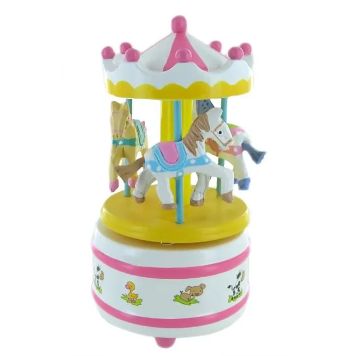 Boîte à musique - Carrousel miniature - Chevaux tournants - La lettre à Elise (Beethoven)-0